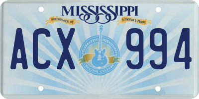 MS license plate ACX994