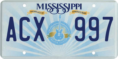 MS license plate ACX997