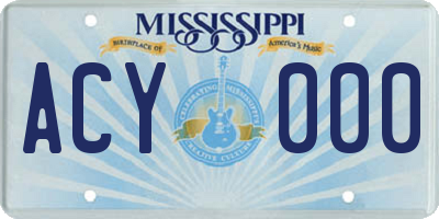 MS license plate ACY000