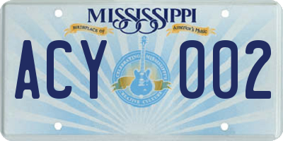 MS license plate ACY002