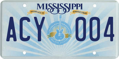 MS license plate ACY004