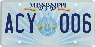 MS license plate ACY006
