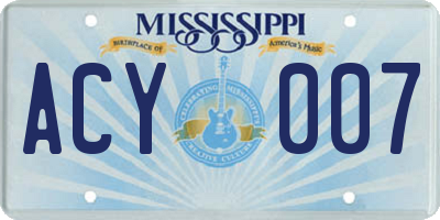 MS license plate ACY007