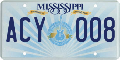 MS license plate ACY008