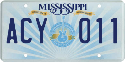 MS license plate ACY011