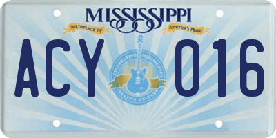 MS license plate ACY016