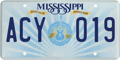 MS license plate ACY019