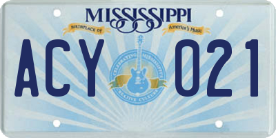 MS license plate ACY021