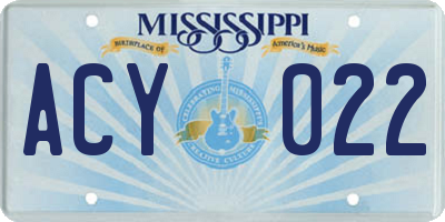 MS license plate ACY022
