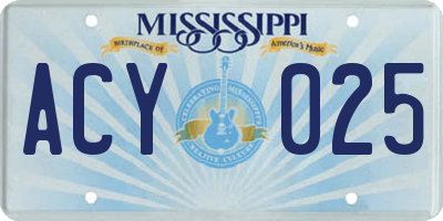 MS license plate ACY025