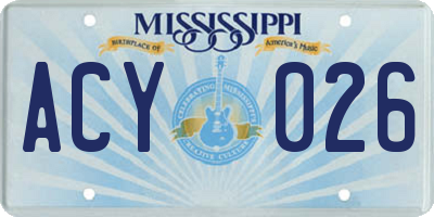 MS license plate ACY026