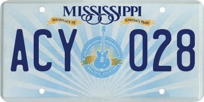MS license plate ACY028