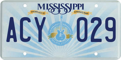 MS license plate ACY029
