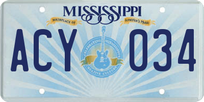 MS license plate ACY034
