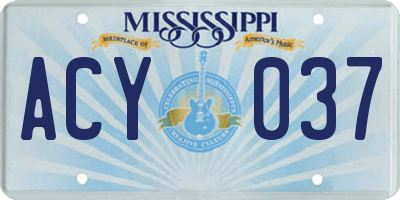 MS license plate ACY037