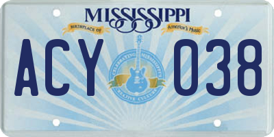MS license plate ACY038