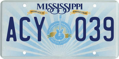 MS license plate ACY039