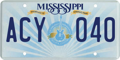 MS license plate ACY040