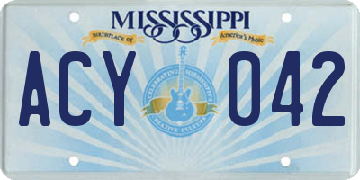 MS license plate ACY042