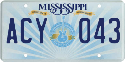 MS license plate ACY043