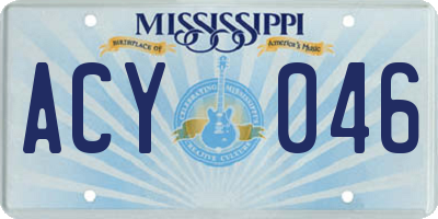 MS license plate ACY046