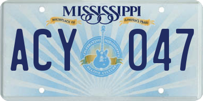 MS license plate ACY047