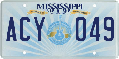 MS license plate ACY049
