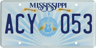 MS license plate ACY053