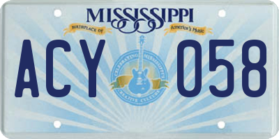 MS license plate ACY058