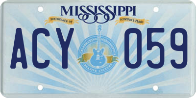 MS license plate ACY059