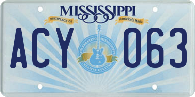 MS license plate ACY063