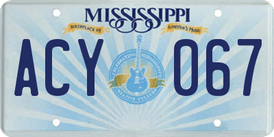 MS license plate ACY067