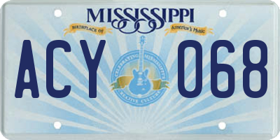 MS license plate ACY068
