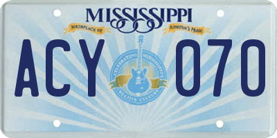MS license plate ACY070
