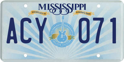 MS license plate ACY071