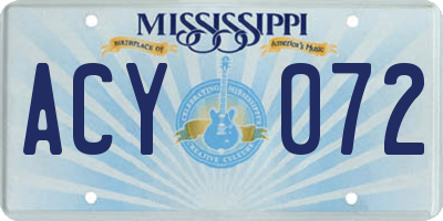MS license plate ACY072