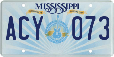 MS license plate ACY073