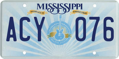 MS license plate ACY076