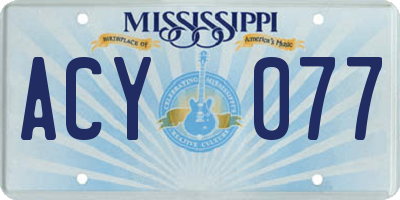 MS license plate ACY077