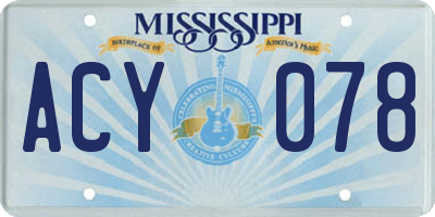MS license plate ACY078