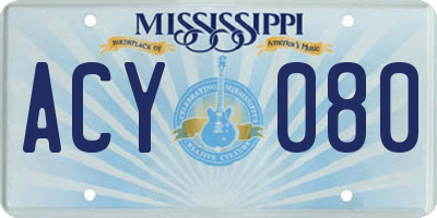 MS license plate ACY080