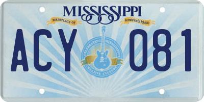 MS license plate ACY081