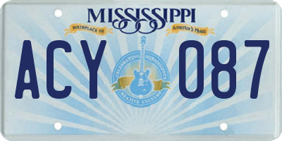 MS license plate ACY087