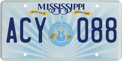 MS license plate ACY088