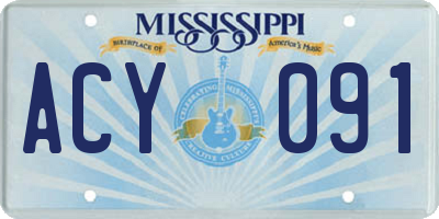 MS license plate ACY091