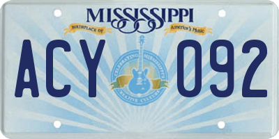 MS license plate ACY092