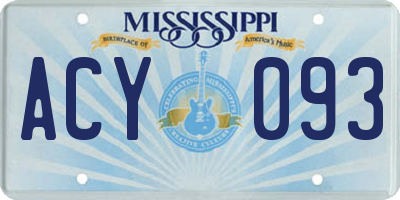 MS license plate ACY093