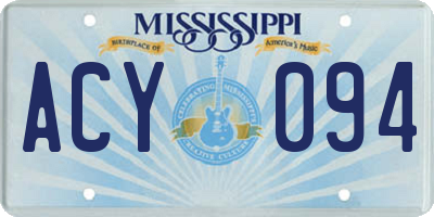 MS license plate ACY094