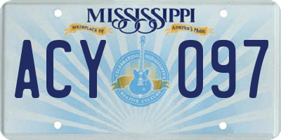 MS license plate ACY097