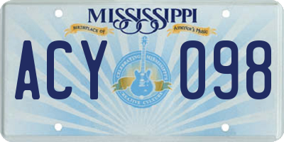MS license plate ACY098